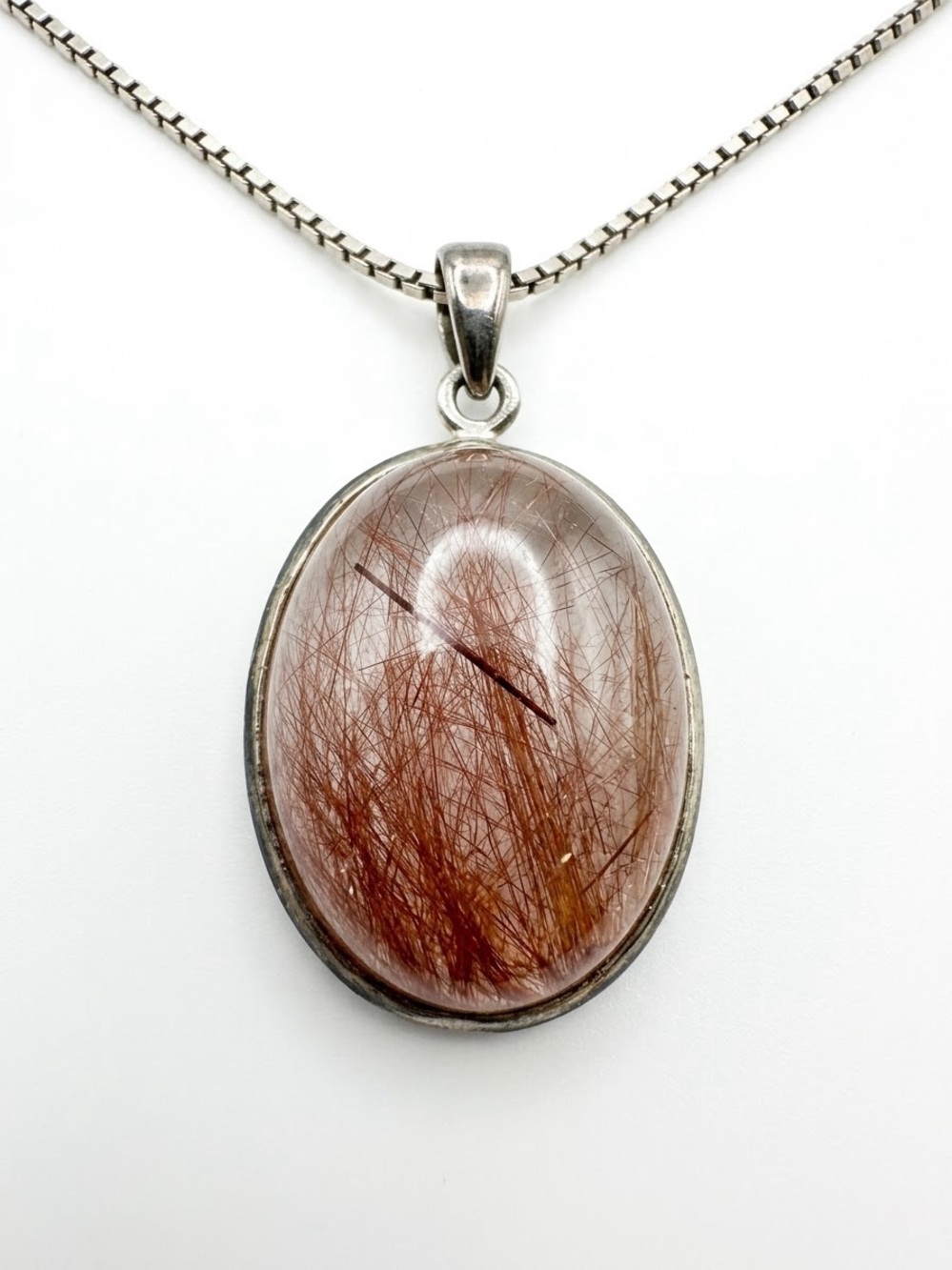 925 Copper Rutilated Quartz Pendant Necklace